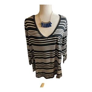 MERONA size XXL, black/white V-neck long sleeve, Hilow shirt